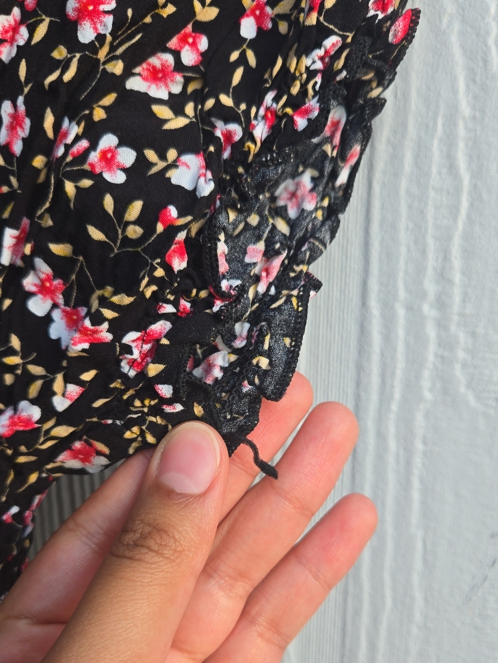 Dashing | Women's Black Floral Smocked Dress - Pink & White Flower Print - Picture 7 of 9